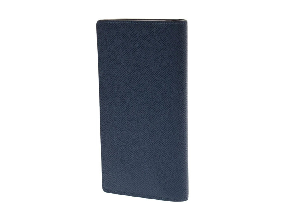 Louis Vuitton Blue Marine Brazza Long Wallet Taiga Blue Portefeuille Blue